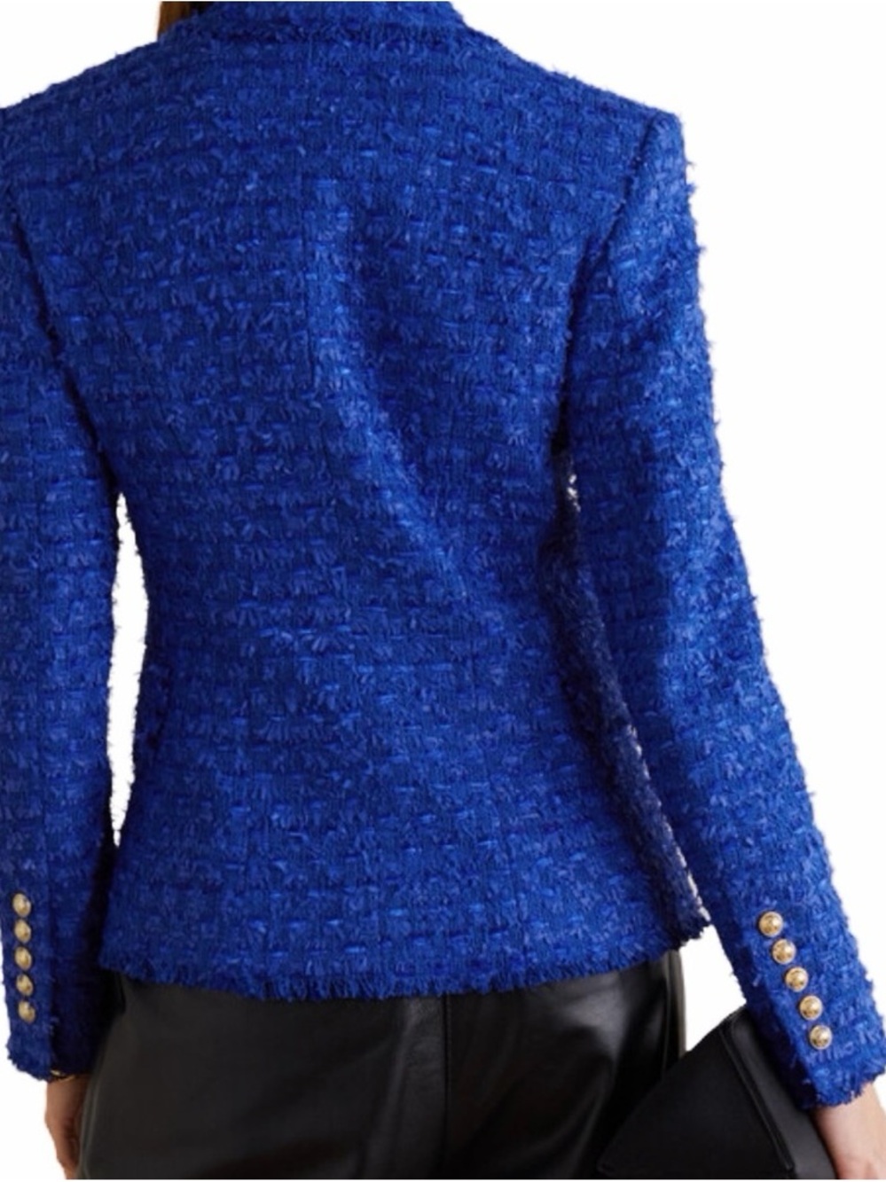 Balmain | Blue Boucle Double-Breasted Blazer, EU 38 - Picture 4 of 15